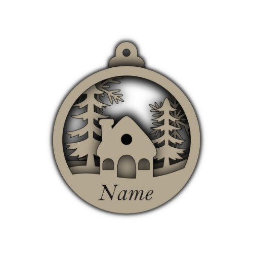 Snowy Home Ornament With Nameplate - Digital File Digital My Custom Designs SVG