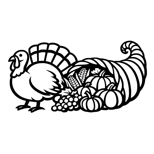Turkey with Cornucopia - Vector Graphics - Digital File