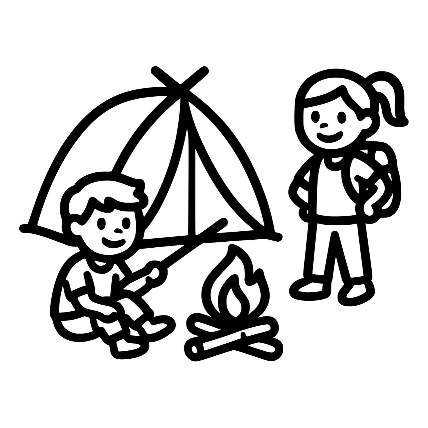 Camping with Kids Outline - Digital File - XCS Friendly Digital My Custom Designs PNG