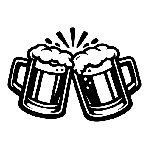 Beer Mug Clinking Illustration - Digital File - XCS Friendly