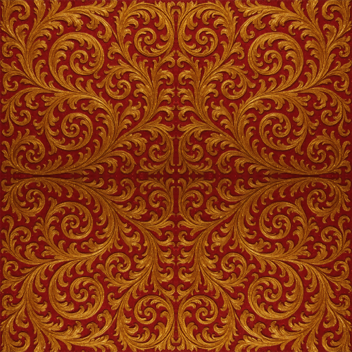 Luxury and Ornamental - Opulent Brocade Swirls In Molten Gold And Ruby - Pattern - Digital File Digital My Custom Designs PDF