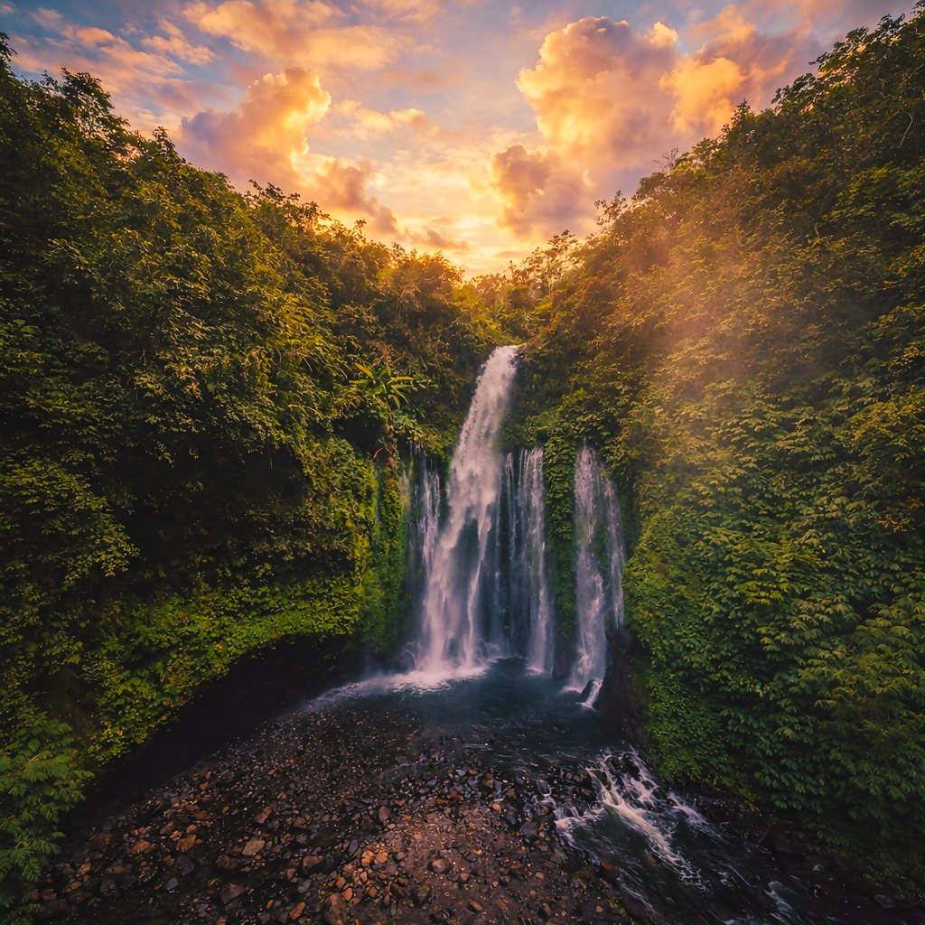 Tiu Kelep Waterfall - Lombok Indonesia - Asia - Rendered - Digital File Digital My Custom Designs PDF