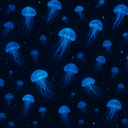 Water and Ocean - Starry Night Bioluminescent Jellyfish Swarms - Pattern - Digital File Digital My Custom Designs PDF