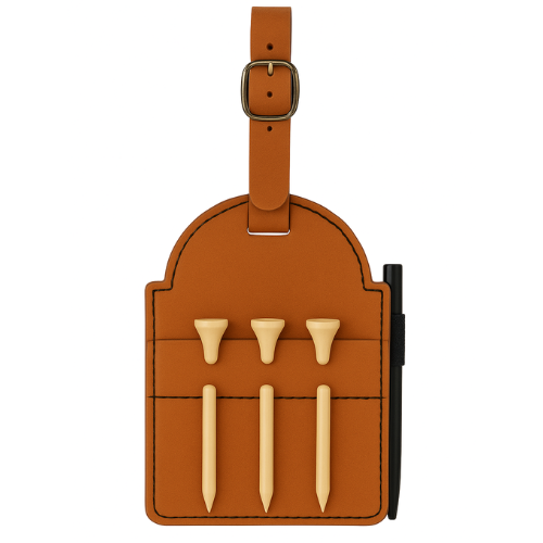 Engravable Golf Tee Holder & Tees - Rawhide to Black - Luxury leatherette Golf Accessories My Custom Designs