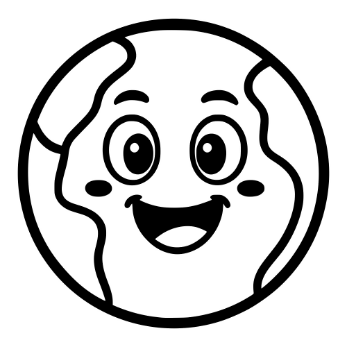 Cartoon Earth Smiling - Digital File - XCS Friendly Digital My Custom Designs PDF