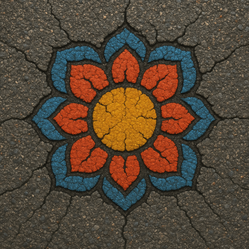 Industrial and Urban - Cracked Asphalt Mandalas With Colorful Fills - Pattern - Digital File Digital My Custom Designs PDF