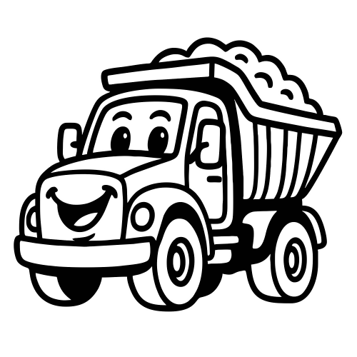 Cartoon Dump Truck Smiling - Vector Graphics - Digital File