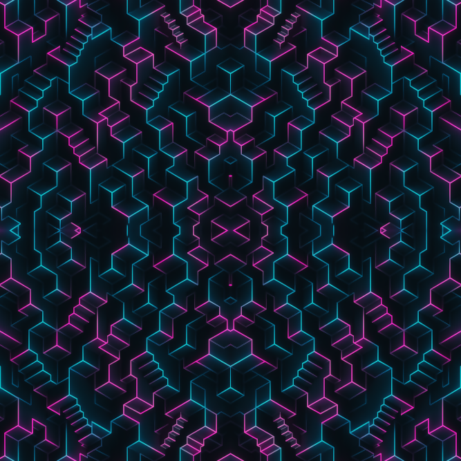 Geometric Abstract - Isometric Neon Cubes Pattern - Digital File Digital My Custom Designs PDF