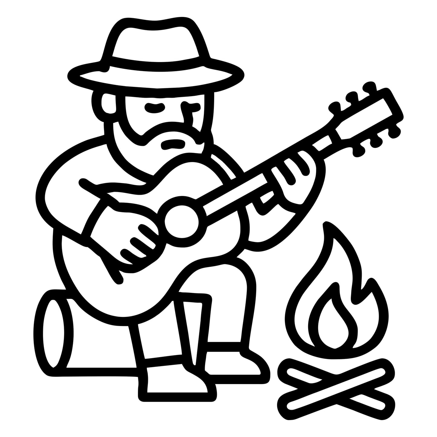 Campfire Guitar Player - Digital File - XCS Friendly Digital My Custom Designs PNG
