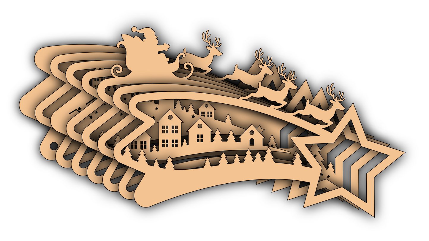 Christmas Sleigh - Holiday - City Christmas - Lightbox - Layered - Digital File Digital My Custom Designs
