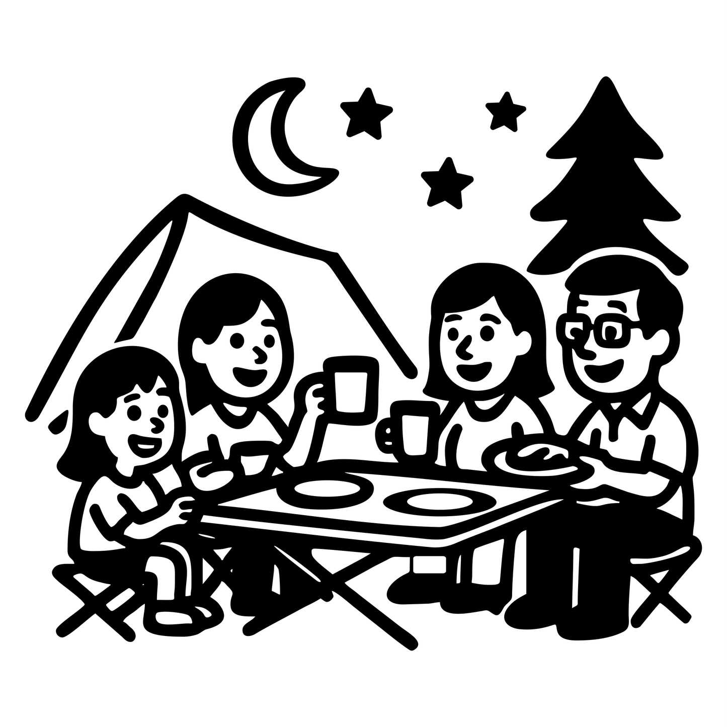 Camping Family Dinner - Digital File - XCS Friendly Digital My Custom Designs PNG