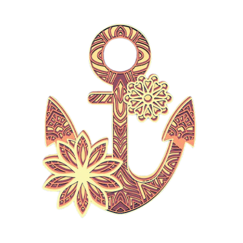 Layered Anchor and Flower Wall Art decoration My Custom Designs Heather red 12"