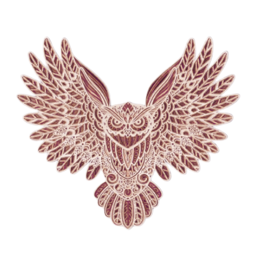Layered Owl Wall Art decoration My Custom Designs Pink 12"