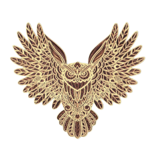 Layered Owl Wall Art decoration My Custom Designs Rust 12"