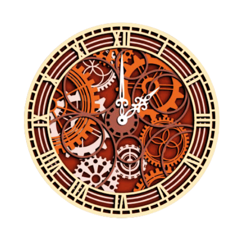 Layered Gears Clock Wall Art clock My Custom Designs Rust 12"