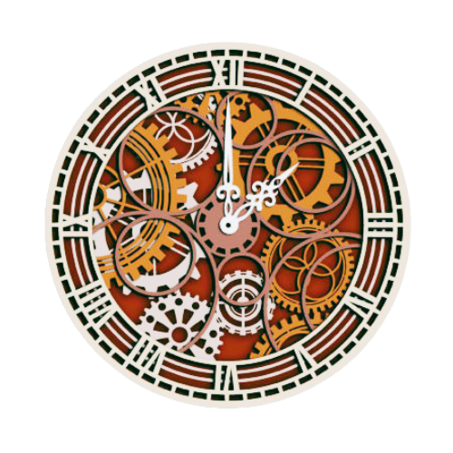 Layered Gears Clock Wall Art clock My Custom Designs Off White 12"