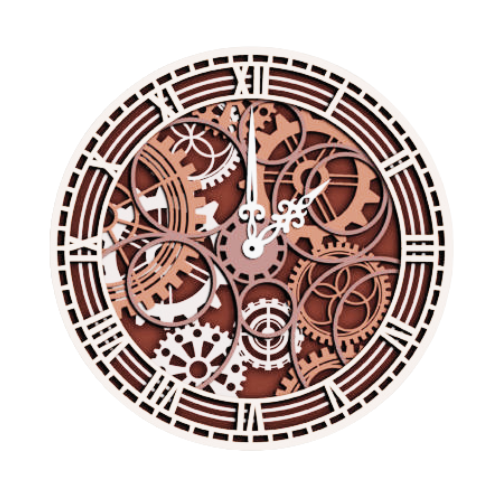 Layered Gears Clock Wall Art clock My Custom Designs Pink 12"