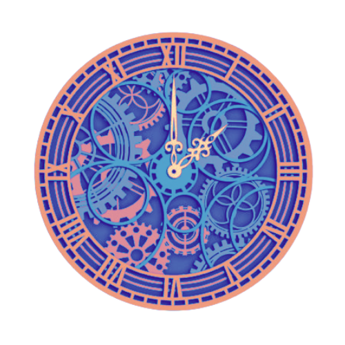 Layered Gears Clock Wall Art clock My Custom Designs Coral 12"