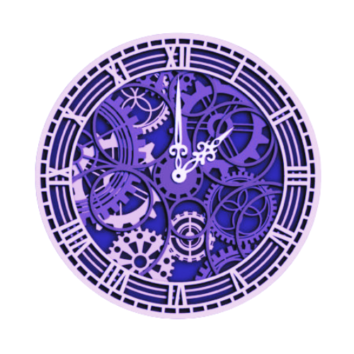 Layered Gears Clock Wall Art clock My Custom Designs Purple 12"