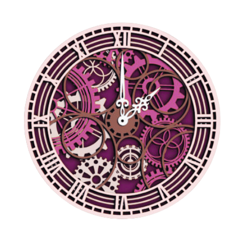 Layered Gears Clock Wall Art clock My Custom Designs Hot Pink 12"