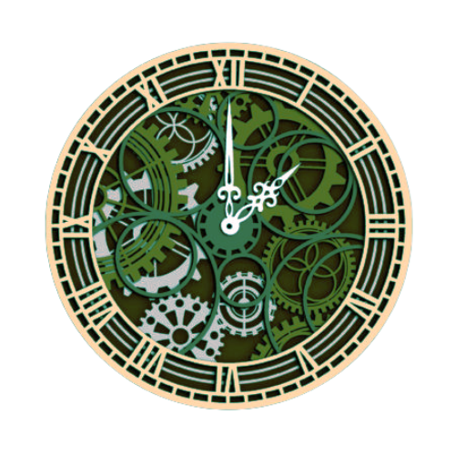 Layered Gears Clock Wall Art clock My Custom Designs Olive 12"