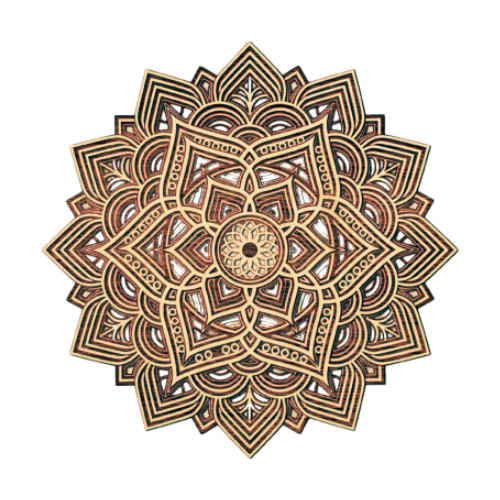 Layered Elaborate Mandala Wall Décor clock My Custom Designs Bark 12"