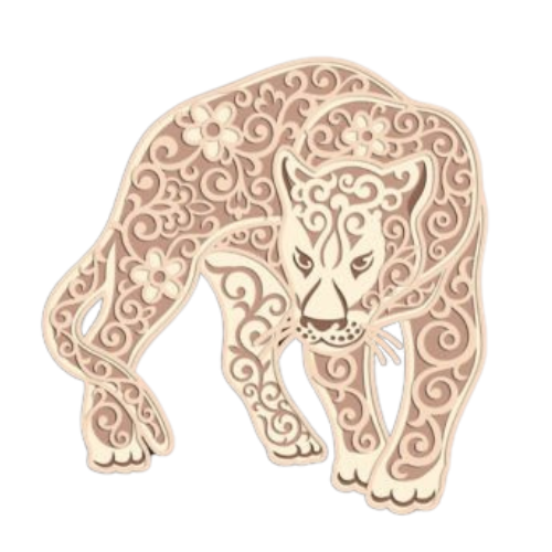 Layered Panther with Floral Design Wall Décor decoration My Custom Designs Sandstone 9" x 9"