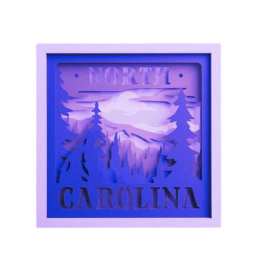Layered State North Carolina Shadow Box Home Décor decoration My Custom Designs Purple 8"