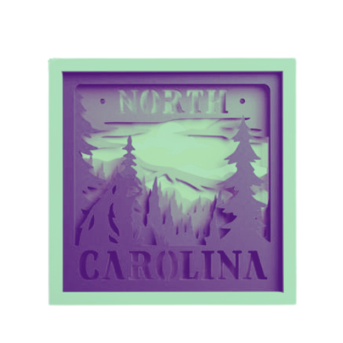 Layered State North Carolina Shadow Box Home Décor decoration My Custom Designs Seafoam 8"