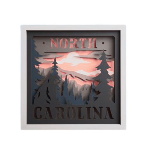 Layered State North Carolina Shadow Box Home Décor decoration My Custom Designs Pink 8"