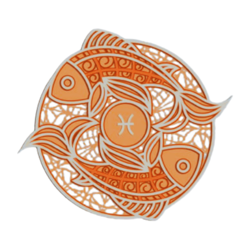Layered Zodiac Wall Art Pisces decoration My Custom Designs Orange 12"