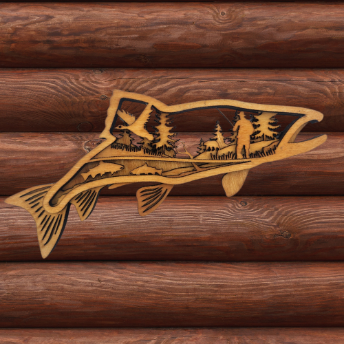 Salmon - Wilderness - Layered Nature Design - Digital File Digital My Custom Designs