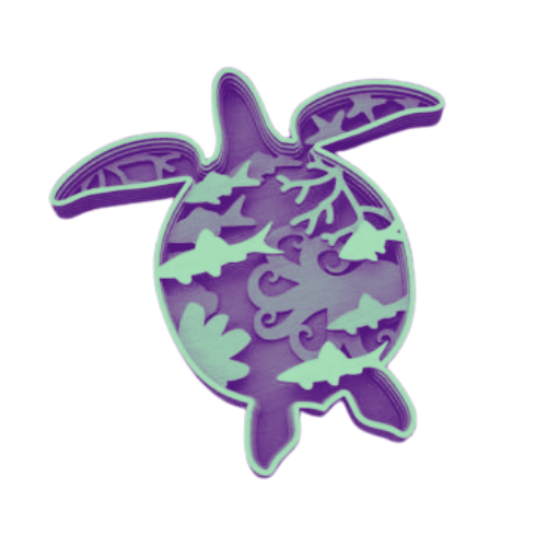 Layered 3D Sea Life Wall Décor decoration My Custom Designs Sea Turtle 5"