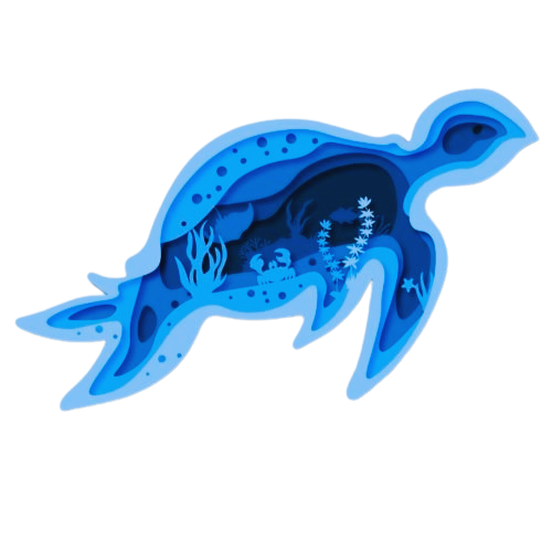 Layered 3D Sea Turtle Wall Décor decoration My Custom Designs Blue Bass Wood 9" x 4.5"