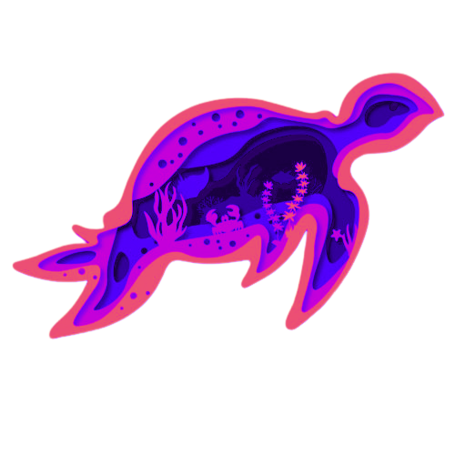 Layered 3D Sea Turtle Wall Décor decoration My Custom Designs Hot Pink Bass Wood 9" x 4.5"