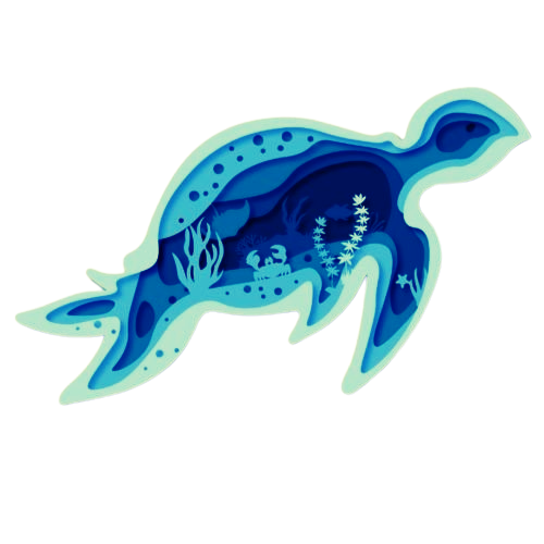 Layered 3D Sea Turtle Wall Décor decoration My Custom Designs Seafoam Bass Wood 9" x 4.5"