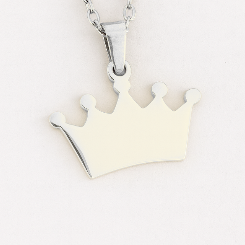 Engravable Silver & Gold Crown Pendant Necklace Jewelry My Custom Designs