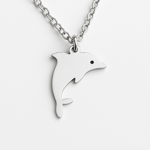 Engravable Gold & Silver Dolphin Pendant Necklaces Jewelry My Custom Designs Silver
