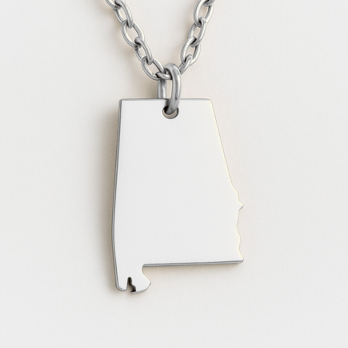 Engravable Silver & Gold Alabama Pendant Necklace Jewelry My Custom Designs