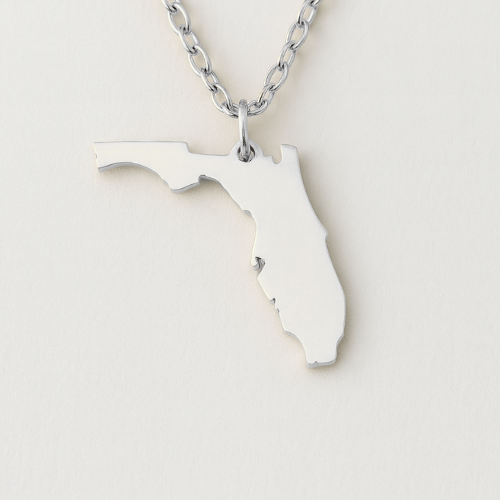 Engravable Gold & Silver Florida Pendant Necklace Jewelry My Custom Designs Silver