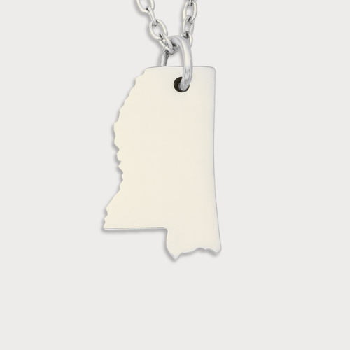 Engravable Gold & Silver Mississippi Pendant Necklace Jewelry My Custom Designs Silver
