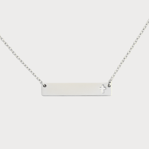 Engravable Gold & Silver Cross Bar Pendant Necklace Jewelry My Custom Designs