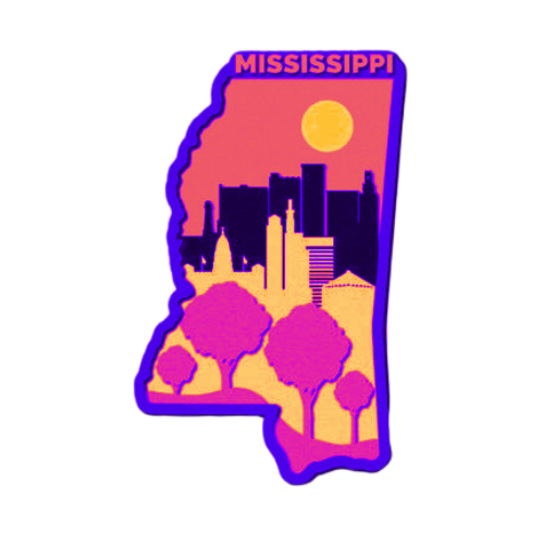 Layered State Mississippi Home Décor decoration My Custom Designs Hot Pink 12"