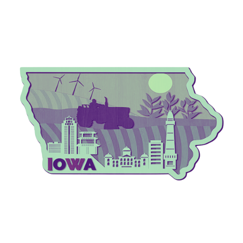 Layered State Iowa Home Décor decoration My Custom Designs Seafoam 12"