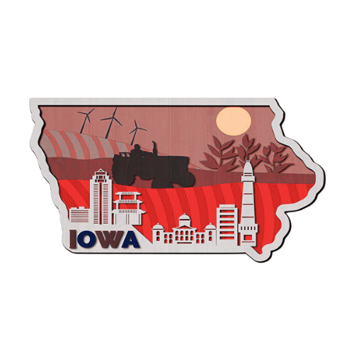 Layered State Iowa Home Décor decoration My Custom Designs Off White 12"