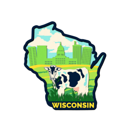 Layered State Wisconsin Home Décor decoration My Custom Designs Yellow 12"