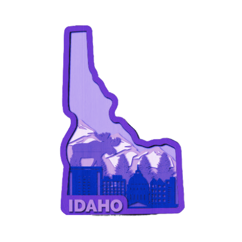 Layered State Idaho Home Décor decoration My Custom Designs Purple 12"