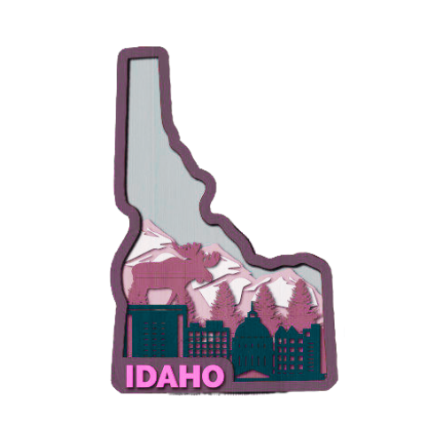 Layered State Idaho Home Décor decoration My Custom Designs Pink 12"