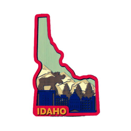 Layered State Idaho Home Décor decoration My Custom Designs Cardinal Red 12"