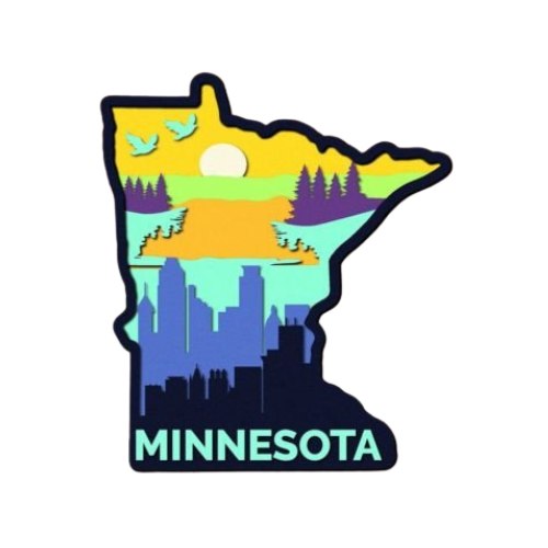 Layered State Minnesota Home Décor decoration My Custom Designs Off White 12"